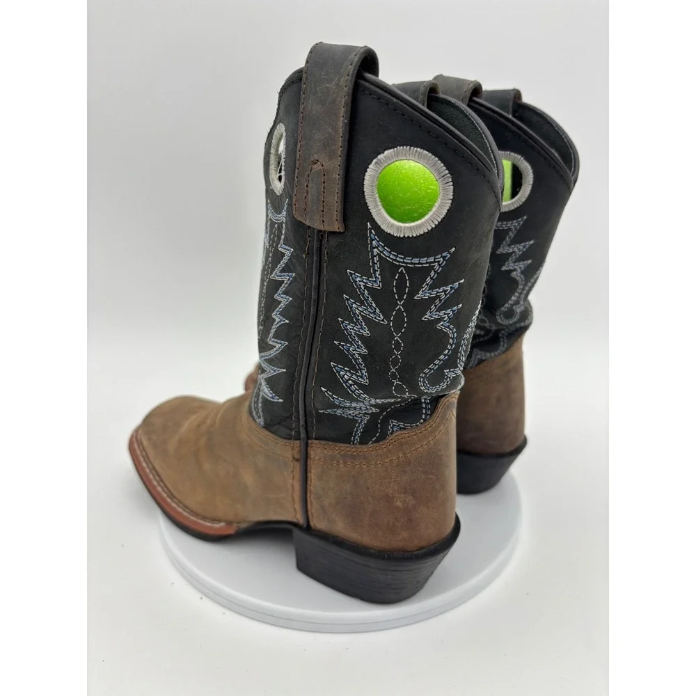 SMOKY MOUNTAIN‎ Kids Brown Black Leather Western Cowboy Boots Square Toe 13 Boy